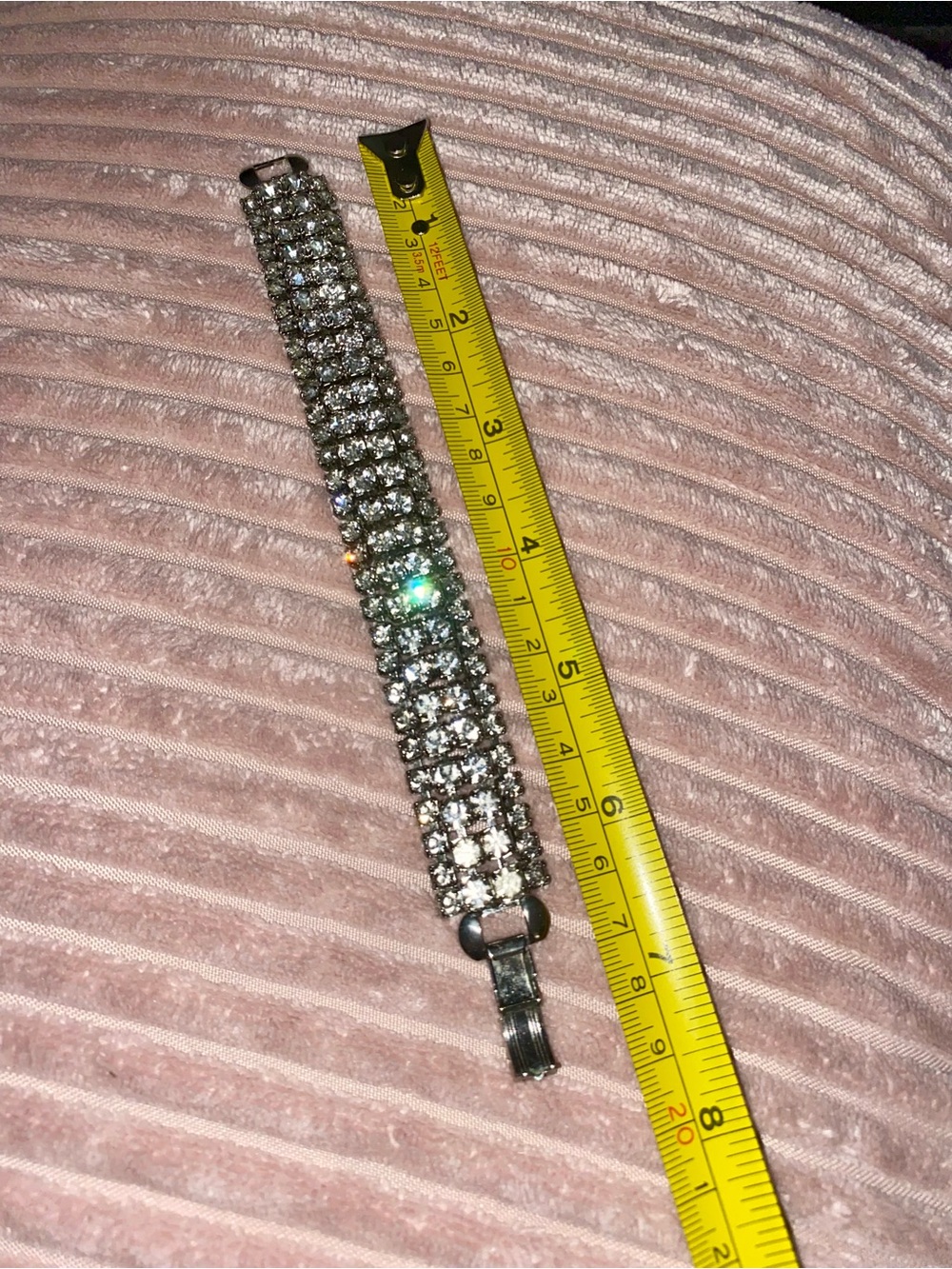 RARE Vintage Pretty WEISS‎ Signed Clear Rhinestone Silver Tone Cuff Bracelet - Picture 14 of 16